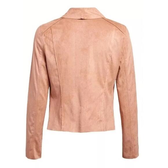 NWT BLANKNYC Honeycomb Faux Suede Drape Front Moto Jacket – Size M - Picture 2 of 7